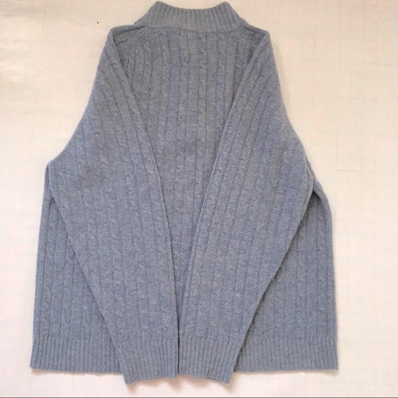 Garret Scott Pure Lambswool Cable Knit 1/4 Zip Up High Neck Light Blue Sweater L - Picture 7 of 14